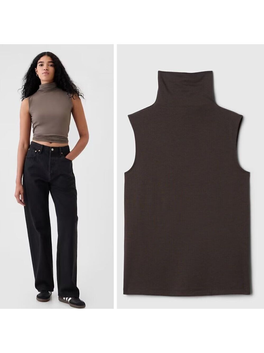 Gap | Featherweight Turtleneck Tank Top In Terra Brown